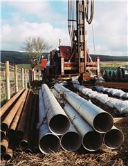 Derek Ball, BGS © NERC 2002 - casing to be used for a borehole being drilled on the Isle of Arran